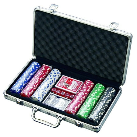 300 Chip Dice Style Poker Set In Aluminum Case (11.5 Gram Chips) , 2 decks of cards, 5