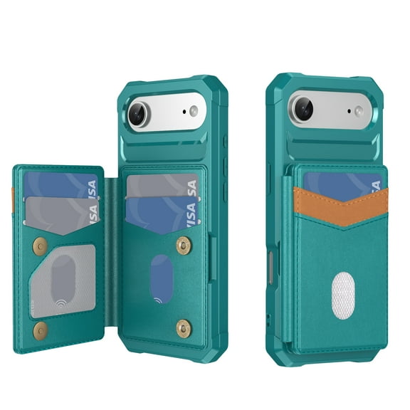 ELEHOLD Wallet Case For iPhone 17 Air with Card Holder, Shockproof Flip Kickstand Leather RFID Blocking Wallet Phone Cover For iPhone 17 Air,Green