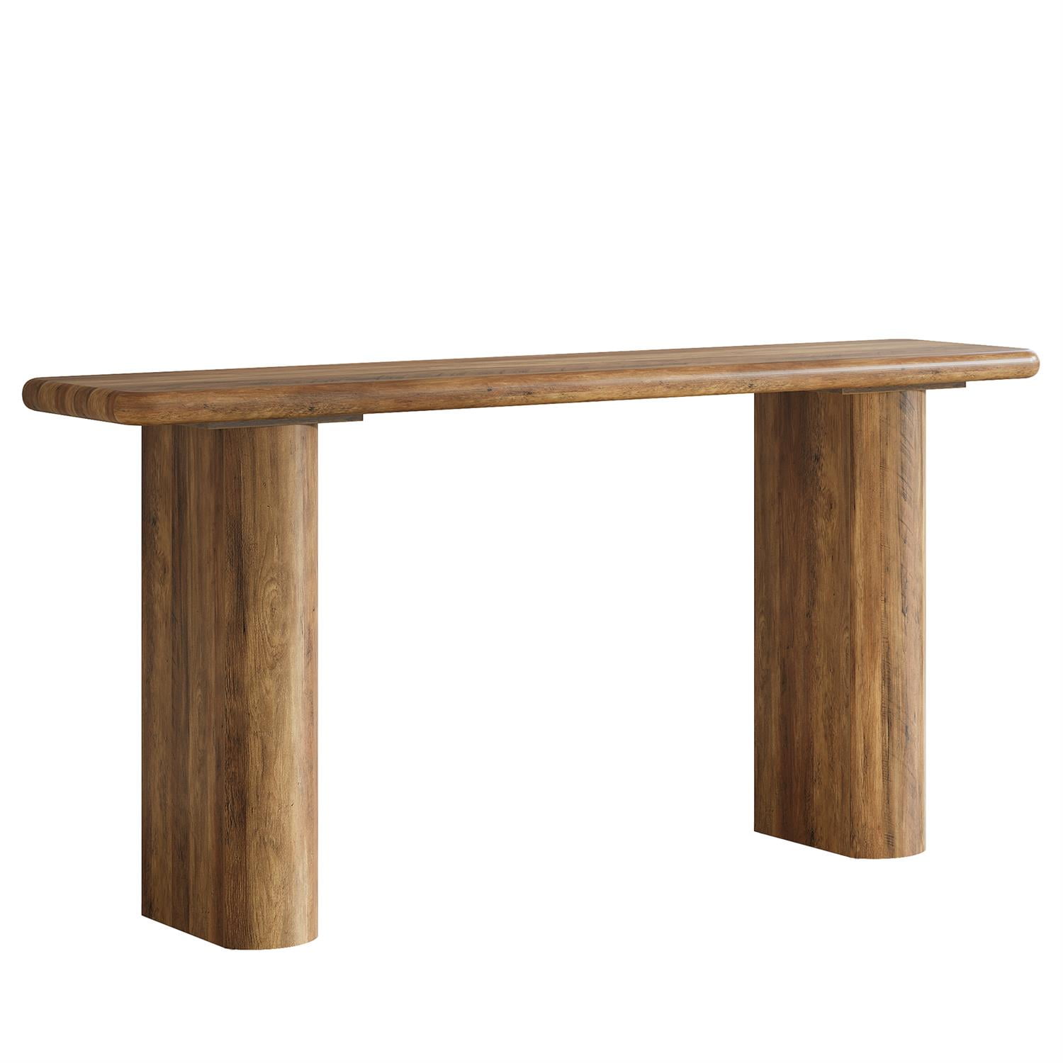 Demi Bonn 63" Rustic Console Table, Wooden Entryway Shelf, Vintage Style Living Room Display, Durable Storage for Home Decor, Brown