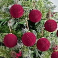 thumbnail image 6 of Christmas Balls Christmas Tree Decorations 9Pcs Velvet Christmas Balls 3.9inch Shatterproof Flocked Christmas Ball Ornaments Set Large Handmade Vintage Hanging Ornaments for Tree,Wedding Party, 6 of 7