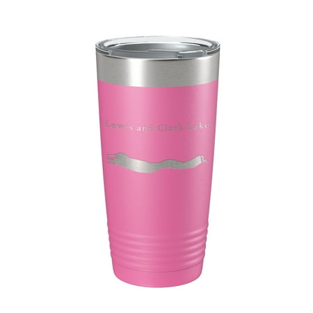 

Lewis and Clark Lake Map Tumbler Travel Mug Insulated Laser Engraved Coffee Cup Nebraska South Dakota 20 oz Pink