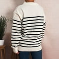 thumbnail image 3 of Women's Fashion Casual Loose Round Neck Long Sleeve Knitted Sweater Thickened Sweater for Fall Winter Cold Weather Protection,White,L, 3 of 3