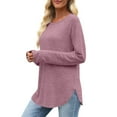 thumbnail image 3 of Posijego Women's Basic Long Sleeve Shirts Classic Tee Fall Tunic Tops Plain Loose Casual T-Shirts for Women, 3 of 8