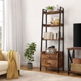 thumbnail image 7 of Fabato 4 Tier Display Bookcase w/Ladder Shelves & Metal Frame, Rustic Brown, 7 of 7