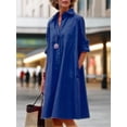 thumbnail image 3 of Vestido Zhyaj para mujer, bohemio, maxi, azul oscuro, casual, playa, 3 of 6