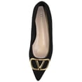 thumbnail image 4 of Berness Women’s Pointed Toe Flats – Gold Buckle Ballet Flats, Slip-On Low Heel Dress Shoes, Elegant Comfortable Work Office Shoes CLAUDEAN Black Suede 6.5, 4 of 5