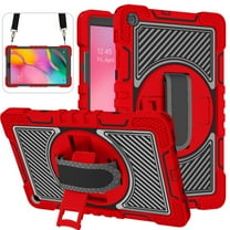 Dteck for Samsung Galaxy Tab S6 Lite case 10.4 Inch 2022/2020 with Rotating Hand Strap Stand/Shoulder Strap, Heavy Duty Shockproof Case for Galaxy Tab S6 Lite (SM-P610/P613/P615/P619),Red Black