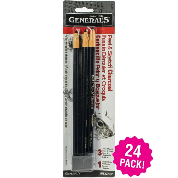 Multipack of 24 - Peel & Sketch Charcoal Pencils 3/Pkg