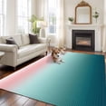 thumbnail image 2 of 5'x8' Area Rugs, Pink Turquoise Ombre Indoor Outdoor Area Rug for Living Room Bedroom, Teal Modern Geometric Striped Abstract Art Washable Bathroom Rugs Kitchen Floor Carpet Mats Home Decor Aesthetic, 2 of 8