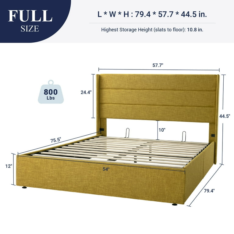 Allewie Low Profile King Size Upholstered Platform Bed Frame