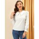 thumbnail image 3 of Blusa con botones de manga larga con cuello de Peter Pan para mujer blanco L, 3 of 6