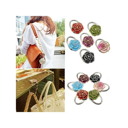 - New Fashion Folding Roses Alloy Bag Purse Handbag Hook Hanger Holder 6 Colors