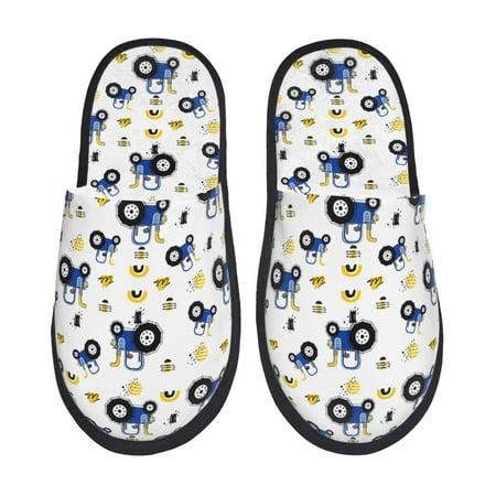 Balery Tractor And Vehicle Slient Indoor Furry Fleece Comfort House Shoes Soft Non-Slip Home Shoes Cotton slippers House Slippers-- Large