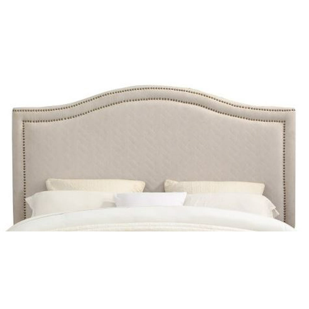Nailhead Quilted Upholstered Queen Headboard in Natural White Walmart