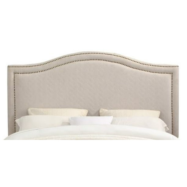Nailhead Quilted Upholstered Queen Headboard in Natural White Walmart