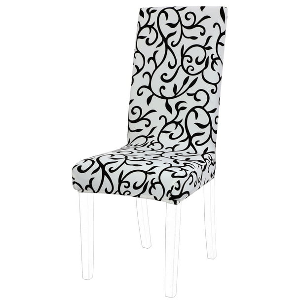Piccocasa 6pcs Elastic Short Decorative, Black Slipcovers For Dining Room Chairs