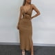 thumbnail image 1 of Puntoco Vestidos Mujer Verano Sexy Moda Mujer Sin Mangas Sólido Cuello En V Señoras Camies Chaleco Vestido Largo, 1 of 6