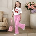 thumbnail image 5 of Gaexia Girls Two Piece Outfits,Stylish Girls Casual Outfit Flared Pants With Short Sleeve Top Comfortable Playwear Two Piece Summer Fashion Clothes,120, 5 of 5
