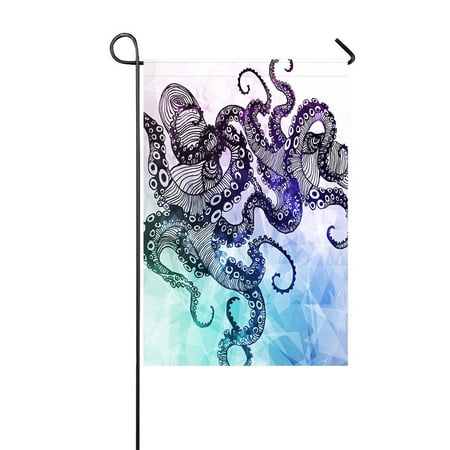 ABPHQTO Abstract Octopus Element Polygon Crystal Tattoo Home Outdoor Garden Flag House Banner Size 12x18 Inch