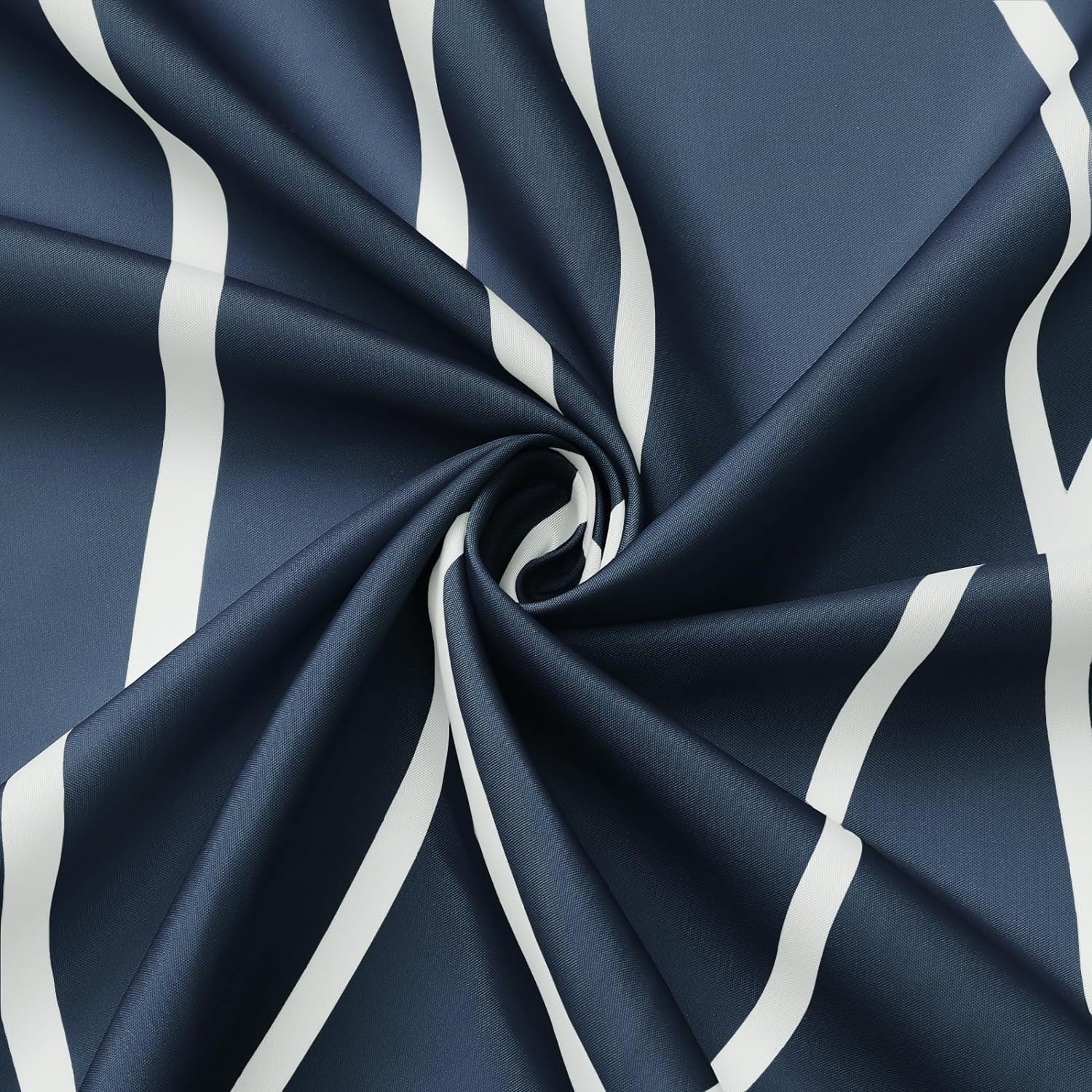 Abstract Striped Shower Curtain, Modern Minimalist Waterproof Fabric Shower Curtain Set with Hooks 72" x 72" - Navy Blue
