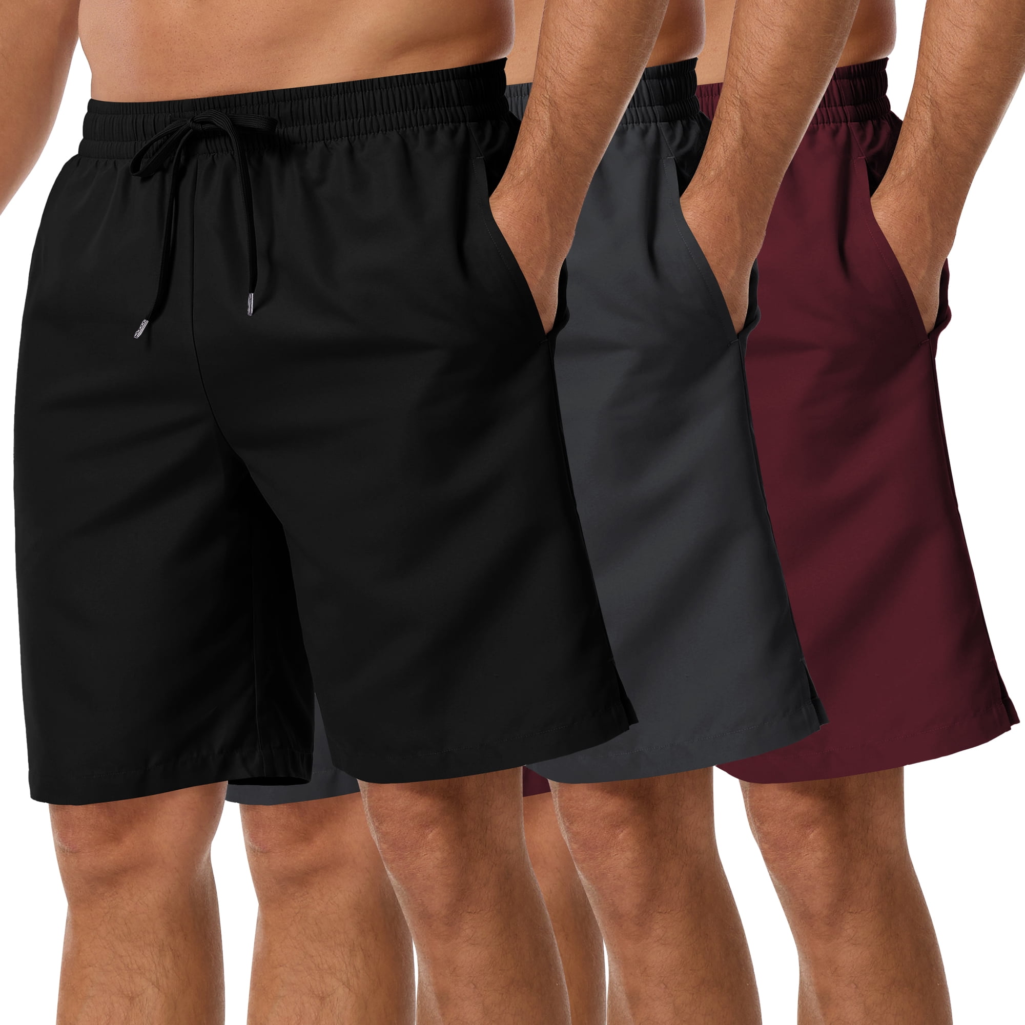 3 Pack Men's Swim Trunks Shorts with Mesh Lining Quick Dry Breathable Pockets for Summer Beach