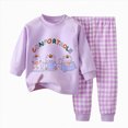 thumbnail image 5 of TOWED22 Toddler Baby Boy Fall Clothes Long Sleeve Crewneck Sweatshirt Top Casual Pants Set Cute Infant Winter Outfits Size:1-2 Y,Color:Purple, 5 of 5