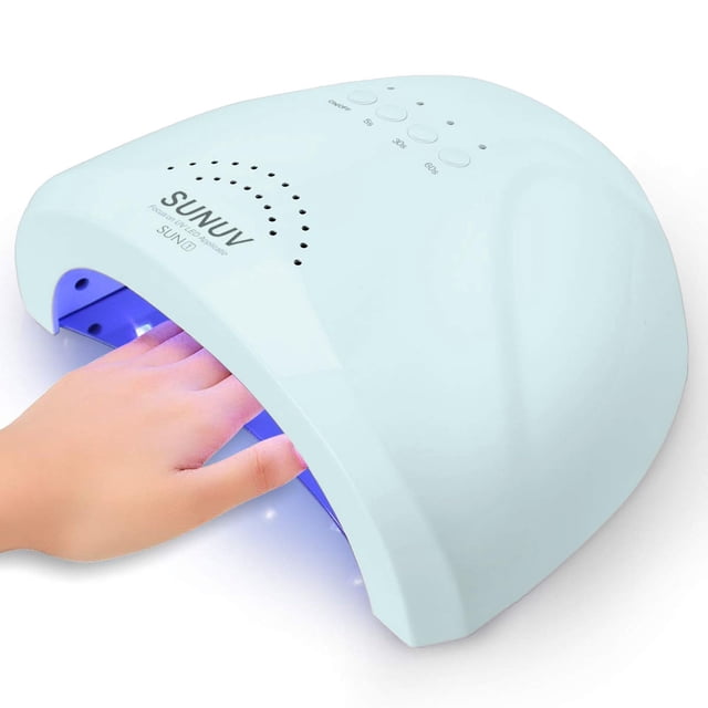 SUNUV Secador de uñas de 48 W, luz UV para esmalte de uñas en gel, lámpara LED UV profesional con 3 configuraciones de temporizador, herramientas de arte, sensor automático SUNone Blue