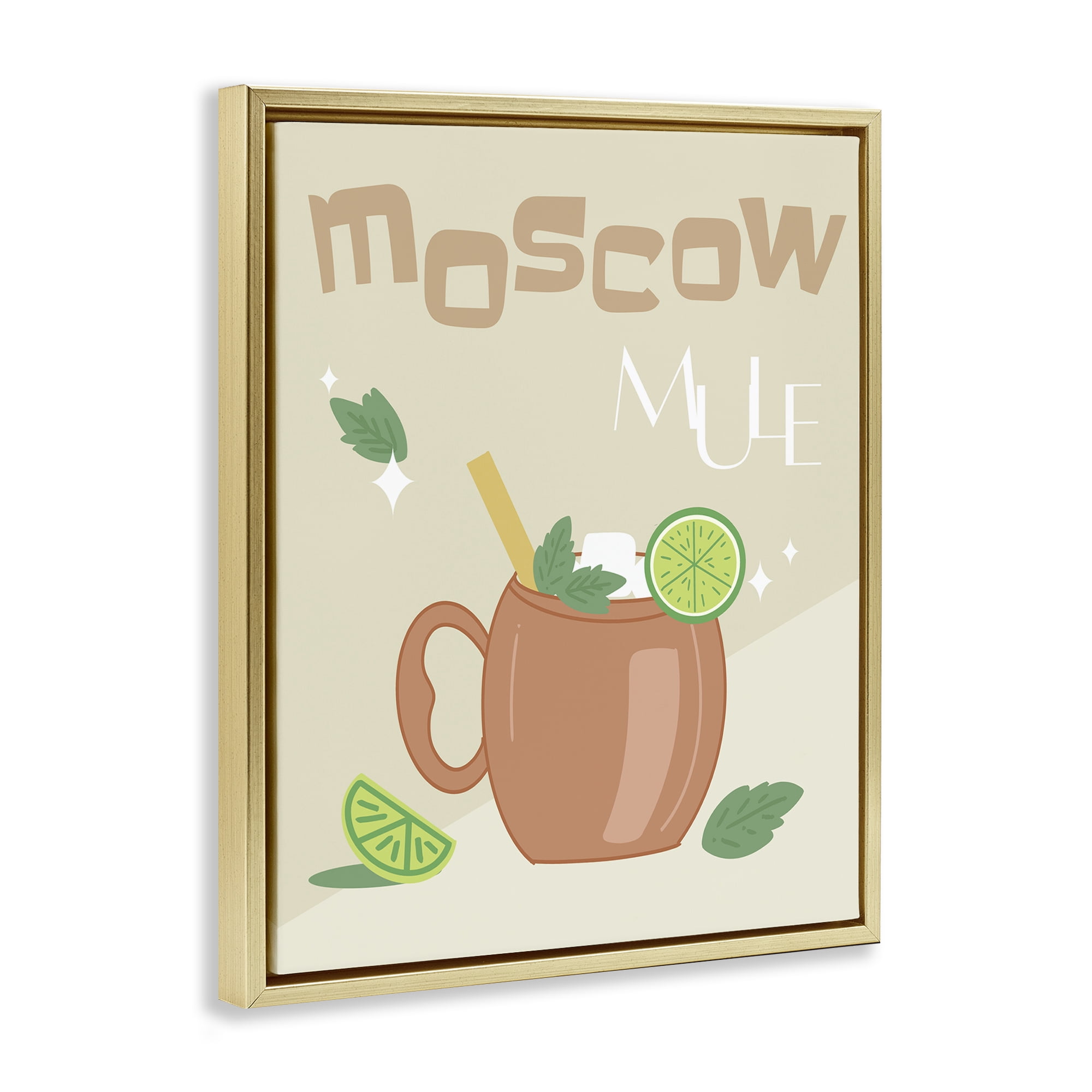 Stupell Industries Moscow Mule Typography Food & Beverage Painting Gold Floater Framed Canvas Art Print Wall Art, 17 x 21
