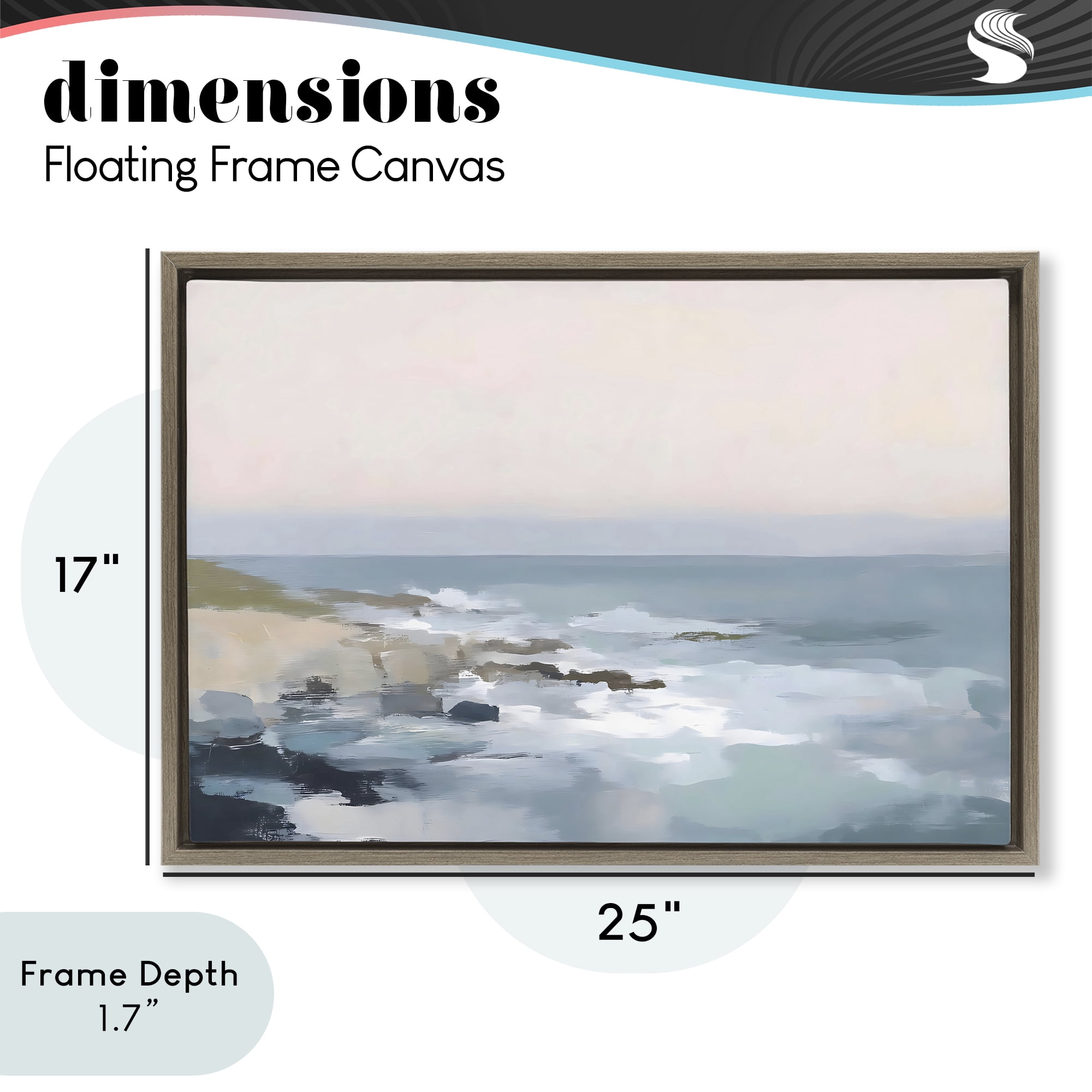 Stupell Industries Serene Coastal Ocean Scene Brown Framed Floater Canvas Wall Art, design by Creative Studio
