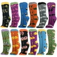thumbnail image 1 of Lena Kaye Femmes Filles Lot de 12 Chaussettes Montantes, Monkey Nouveauté Nourriture Amusante Animaux Mignons, 1 of 6