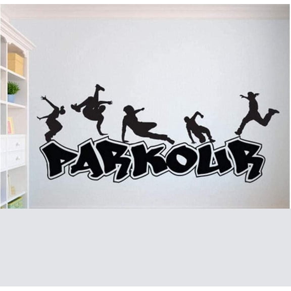 Fashion Parkour Wall Decal Extreme Sports Vinyl Stickers Jumping Street Cities Street Sport Decals Parkour Sticker Art Wall Decor 30X71Cm