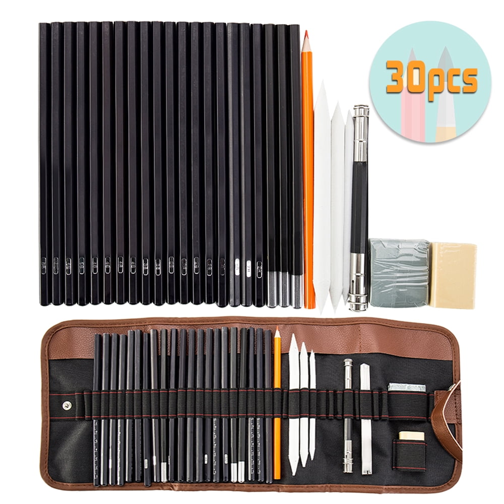 Mini Drawing Set Willstar 30pcs Sketch Charcoal Pencil Eraser Set Art Craft with Pouch ...