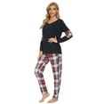 thumbnail image 3 of MintLimit Women's Pajamas Set Long Sleeve Tops and Check Plaid Pants Sleepwear Soft Lounge Set, 3 of 6
