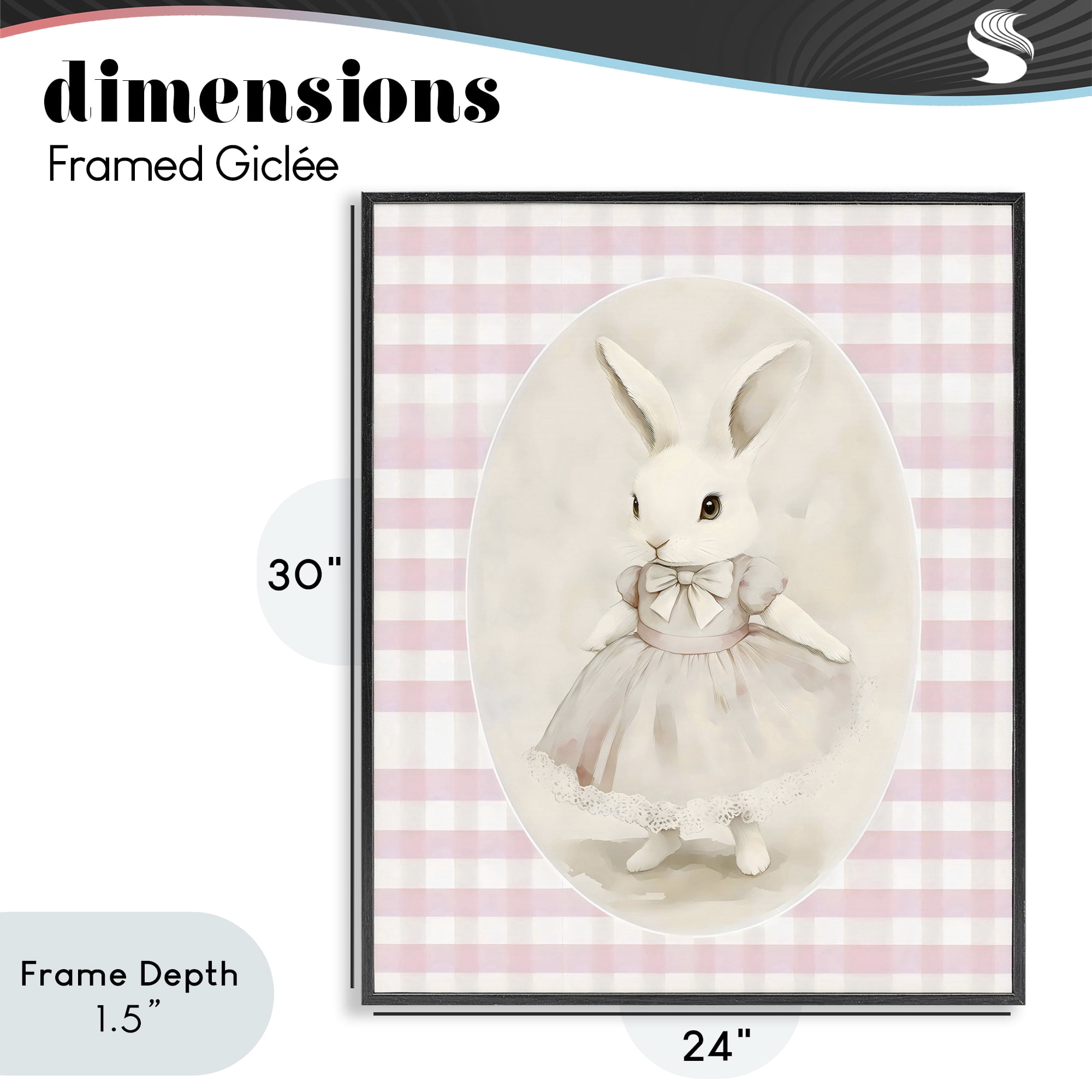 Stupell Industries Sweet Pink Girl Bunny Black Framed Giclee Art, design by Arlington Prints
