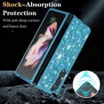 thumbnail image 2 of Dteck Samsung Galaxy Z Fold 3 Case, Ultra-Thin Sparkling Bling Glitter PC Hard Phone Case Protective Cover for Samsung Galaxy Z Fold 3 5G, Blue, 2 of 6