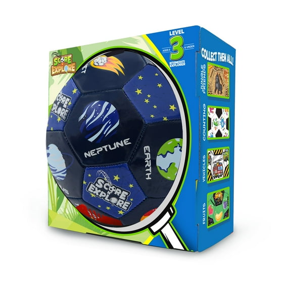 Score N' Explore Children's Youth Learning & Development Soccer Balls Size 3 Space Explorer / Navy