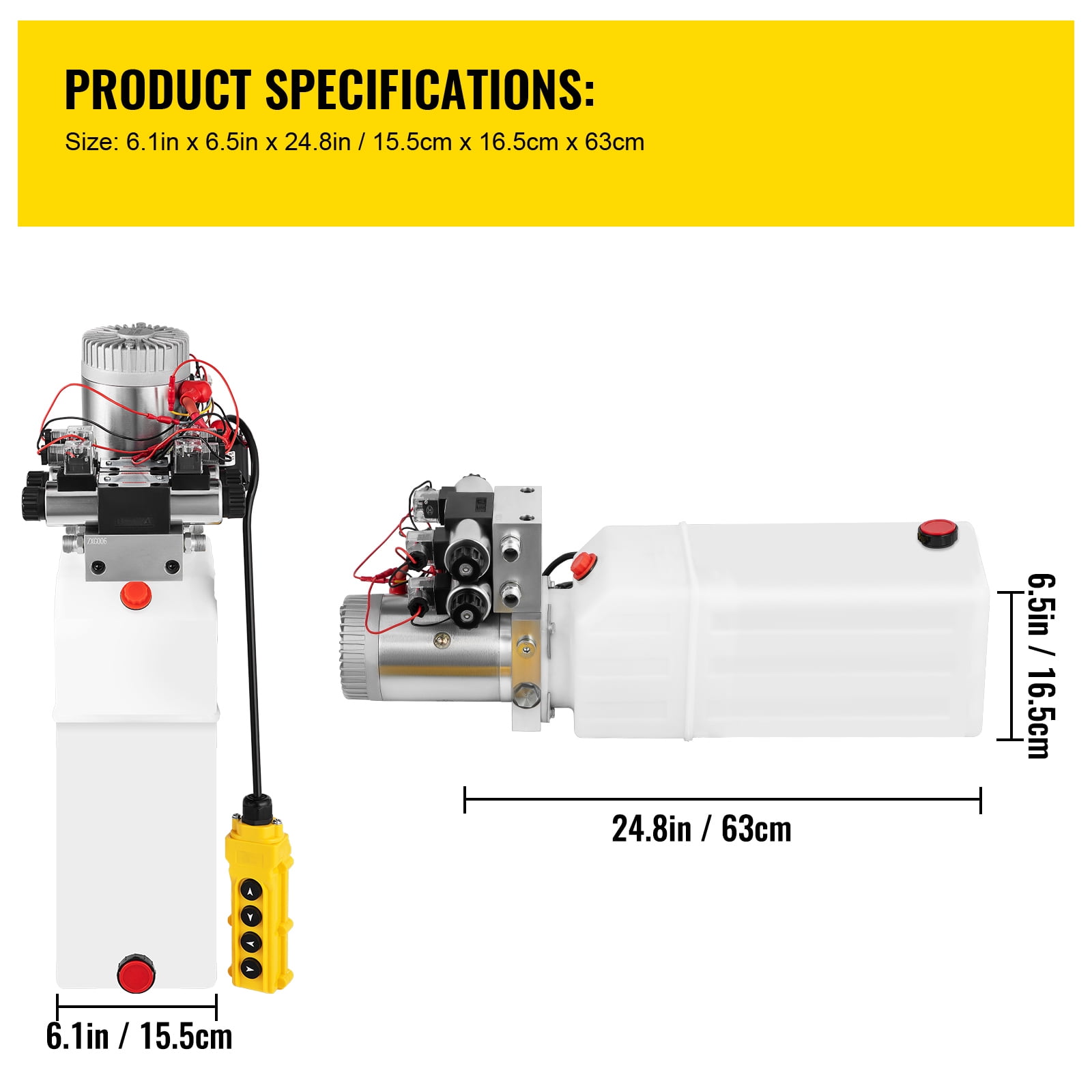 KFFKFF 12V DC Hydraulic Power Unit, Double Acting with Dual Solenoid, 8L Plastic Reservoir, Up to 200 Bar Pressure, Ideal for Vehicle Lifting