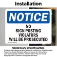 thumbnail image 3 of (2 Pack) No Sign Posting Violators Will Be Prosecuted OSHA Notice Sign 24 Inch X 18 Inch Vinyl Label Decal Sticker Weather Resistant, UV Protected for Workplace, Business, and, 3 of 7