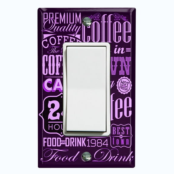 Metal Light Switch Plate Cover Cafe Diner Coffee Sign Purple COF040
