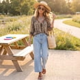 thumbnail image 5 of V-Neck Polka Dot Lace up Blouse for Women Casual 3/4,Polka Dot Lace up Blouse Ruffled V-Neck Tie Women, XL, 5 of 7