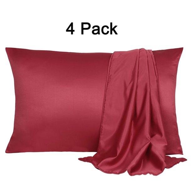 4 Pack Luxury Satin Pillowcase Cooling Silk Pillow Slip Cases Covers