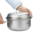 thumbnail image 4 of Riwcyla Titanium Steamer Stockpot Set with Lid Camping Soup Steaming Pot Pan Mess Kit, 4 of 6