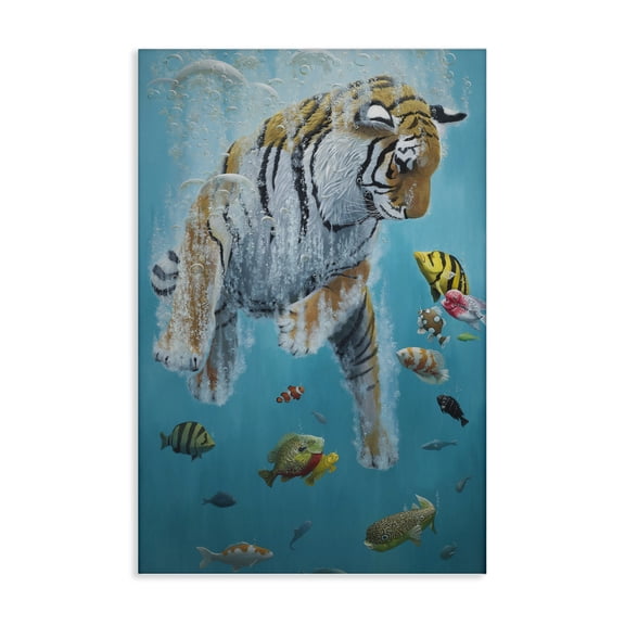 Stupell Industries Bohemian Swimming Tiger Among Fish Canvas Art, 16 x 24, by Heather Gauthier