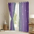 thumbnail image 2 of Gray and Purple Curtains for Women Watercolor Gradient Curtains & Drapes, Geometric Abstract 30%-50% Blackout Curtains Wave Stripe Window Treatments, Modern Aesthetic Bedroom Curtains, 2 of 5