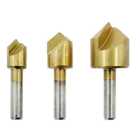 

3-Piece Titanium-Coated Carbon Steel 90° Chamfering Cutter and Drill Set