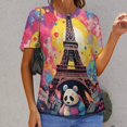 thumbnail image 6 of Funny Cute Panda Women's Short Sleeve T-Shirt Crew Neck Casual Summer Trendy Loose Fit Tops, 6 of 6