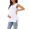 thumbnail image 4 of INSPIRE CHIC Women's Mother's Days Maternity Spring Top Short Sleeve Pullover Tops Basic Ribbed Knit Slim Fitted Casual Shirts 2026 L White, 4 of 6