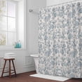 thumbnail image 6 of Pastoral Flowers Shower Curtain for Bathroom Decor, Light Blue Flower Vintage Linen Texture Waterproof Fabric Shower Curtain, 72"x84" Set with 12 Hooks, 6 of 9