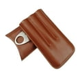 thumbnail image 1 of Portable Cattlehide Leather Holder Hold 3 Storage Case Tube with, 1 of 8