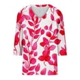 thumbnail image 6 of Xdegoge 3/4 Sleeve Tops for Women Trendy V Neck Dressy Casual Shirts Summer Outfits for Women Comfy Tunic Fit Tees Hot Pink Xxl Womens Clothing ofertas De Hoy En, 6 of 7